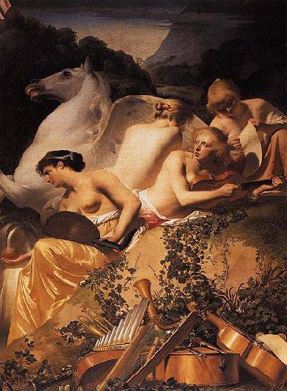 Caesar van Everdingen Four Muses and Pegasus on Parnassus oil painting image